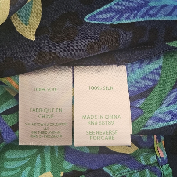 Lilly Pulitzer Witaker Silk Mock Neck Tie Back Long Sleeve Top: Multi Floral: XS - Picture 9 of 15